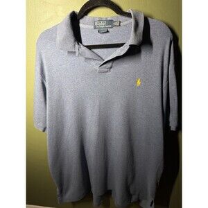 Polo Ralph Lauren Mens XL Custom Fit Short Sleeve Polo Shirt Blue Yellow Pony